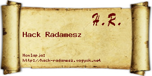 Hack Radamesz névjegykártya
